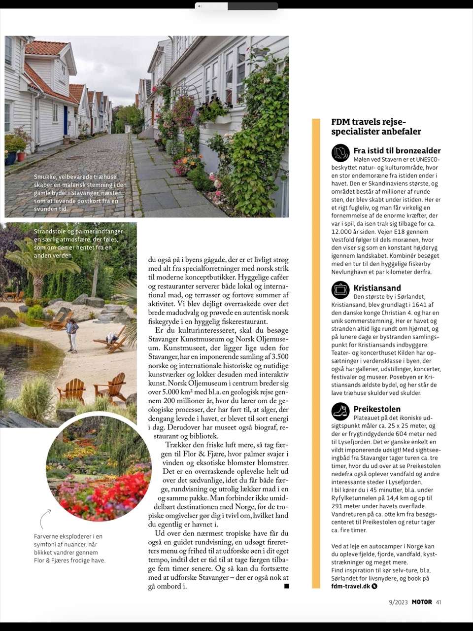 Magasinet Motor fra FDM med rejseartikel og fotos fra Norge af Kenn Römer-Bruhn